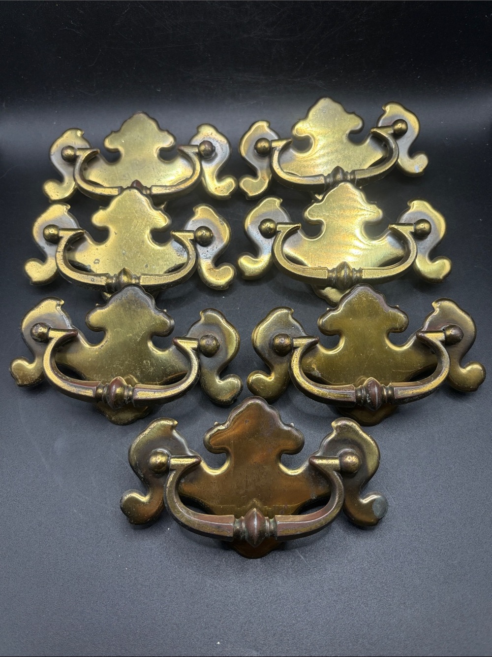 Chippendale Batwing Brass Toned Metal Drawer Pulls Colonial Revival Home Decor